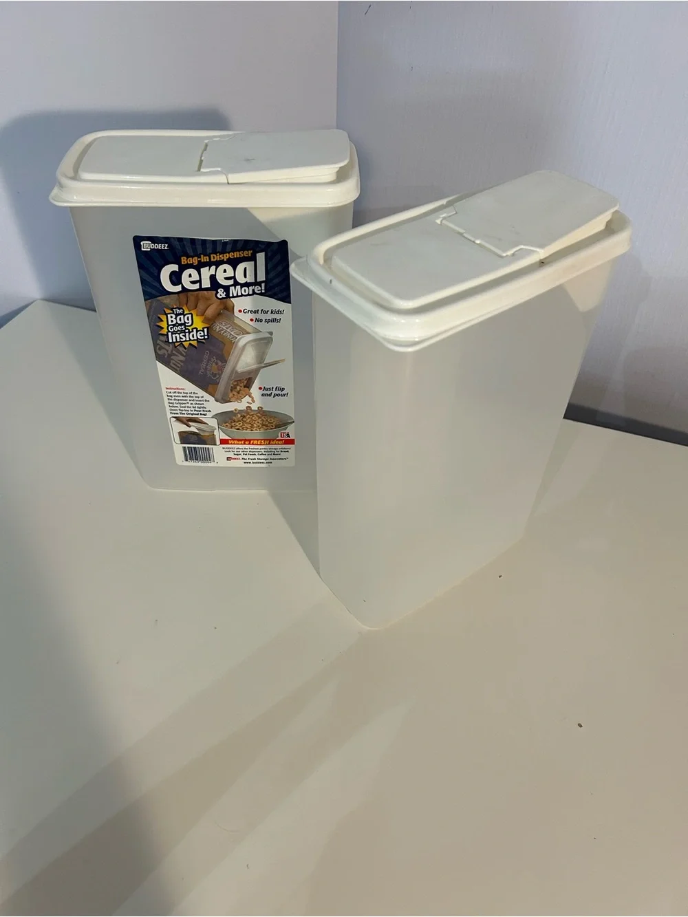 2 Food Storage Dispensers- set of 2 - White- cereal dispensers and more